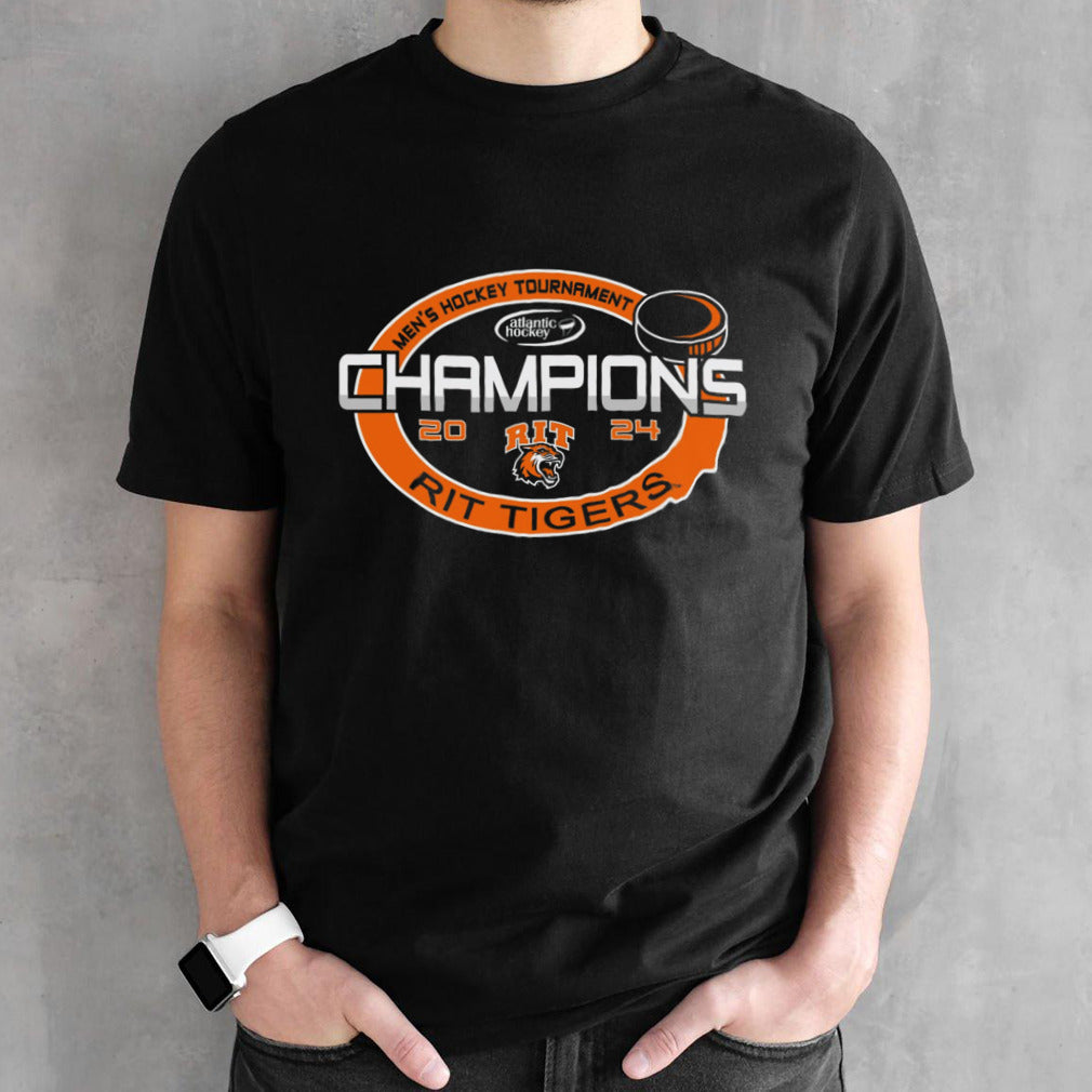 RIT Tigers Mensâ€™s Hockey 2024 Atlantic Hockey Champions T Shirts