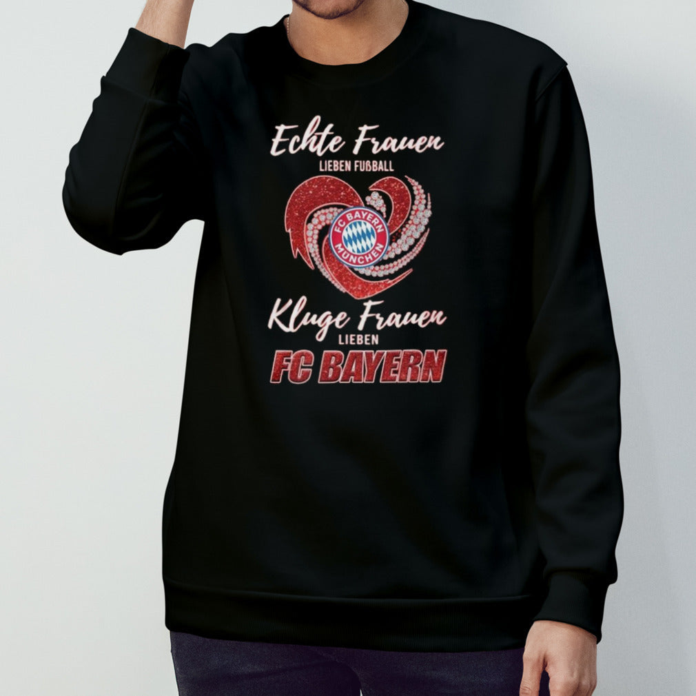 Real Women Love Football Smart Women Love Bayern Munich Diamond Heart T-shirt
