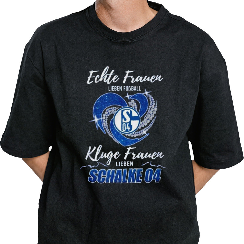 Real Women Love Football Smart Women Love Schalke 04 Diamond Heart T-shirt