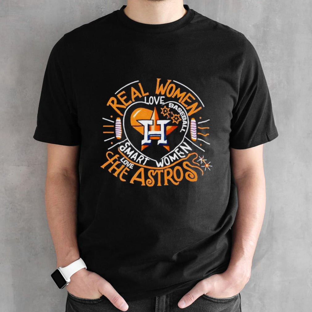 Real women love baseball smart women love the Houston Astros balloon heart logo shirts