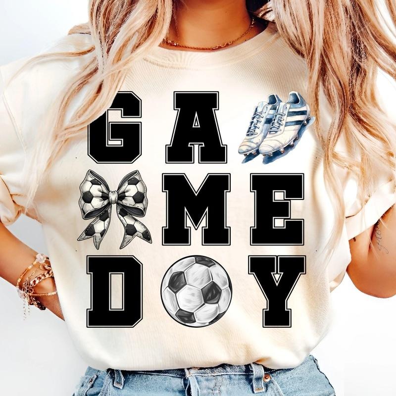 [Sale To 45% Off] Soccer Game Day T-Shirt, Coquette Soccer T-Shirt, Soccer Mama Shirt, Retro Soccer Mom T-Shirt, Gift For Mom, Mother's Day Gift