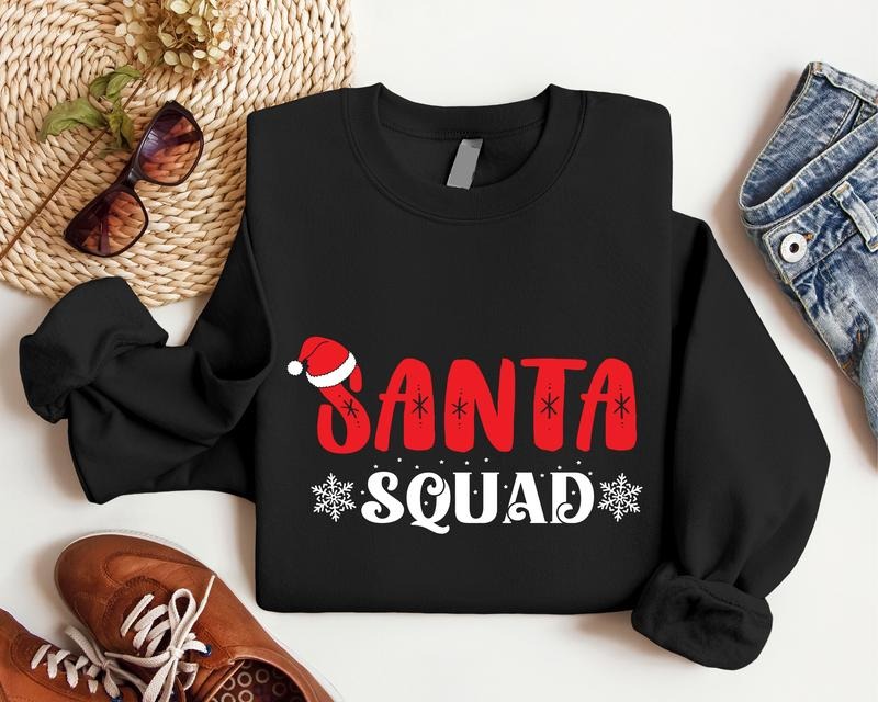 Santa Squad Christmas Sweatshirt, Family Matching Xmas Hoodie, Christmas Group Gift Sweater, Santa Team Outfit, Friend Matching Christmas Sweater.