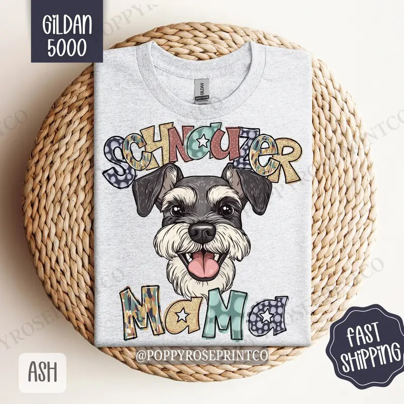 Schnauzer Mama Shirt Gildan, Dog Mom Women's Tee, Cute Mama Women's Tshirt Plus Sizes