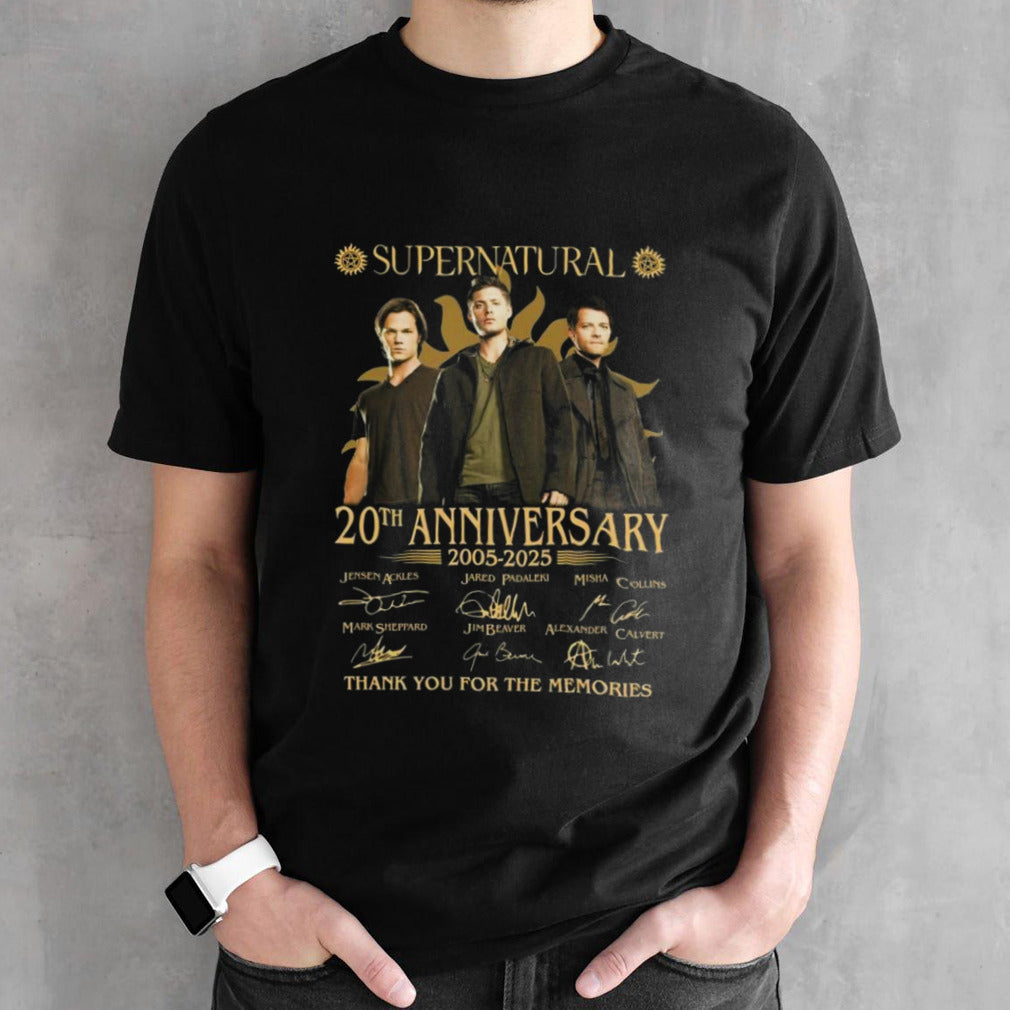 Supernatural 20th Anniversary 2005-2025 Thank You For The Memories Signatures Shirts
