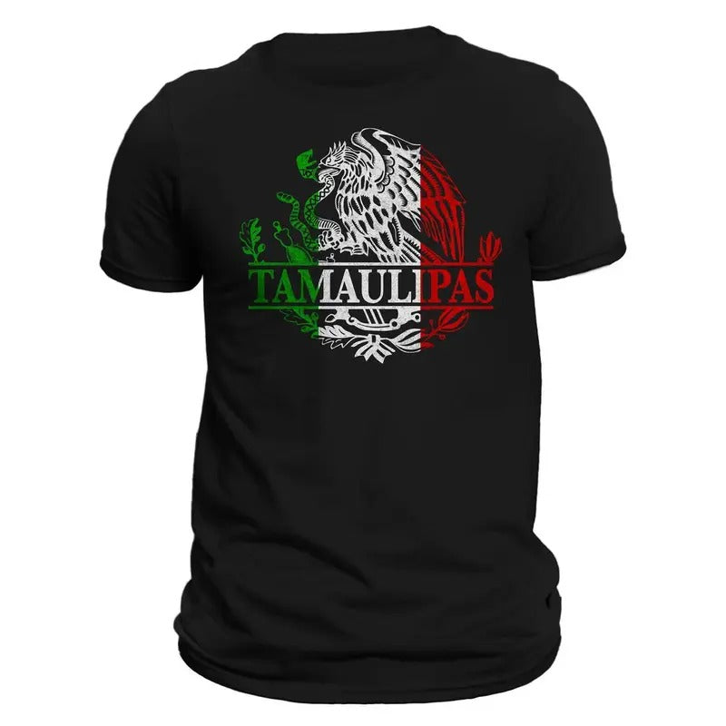 Tamaulipas Mexico Eagle Emblem Classic T-Shirt - 100% Ring-spun Combed Cotton DTG Printed Crew Neck Short Sleeve Casual Tee