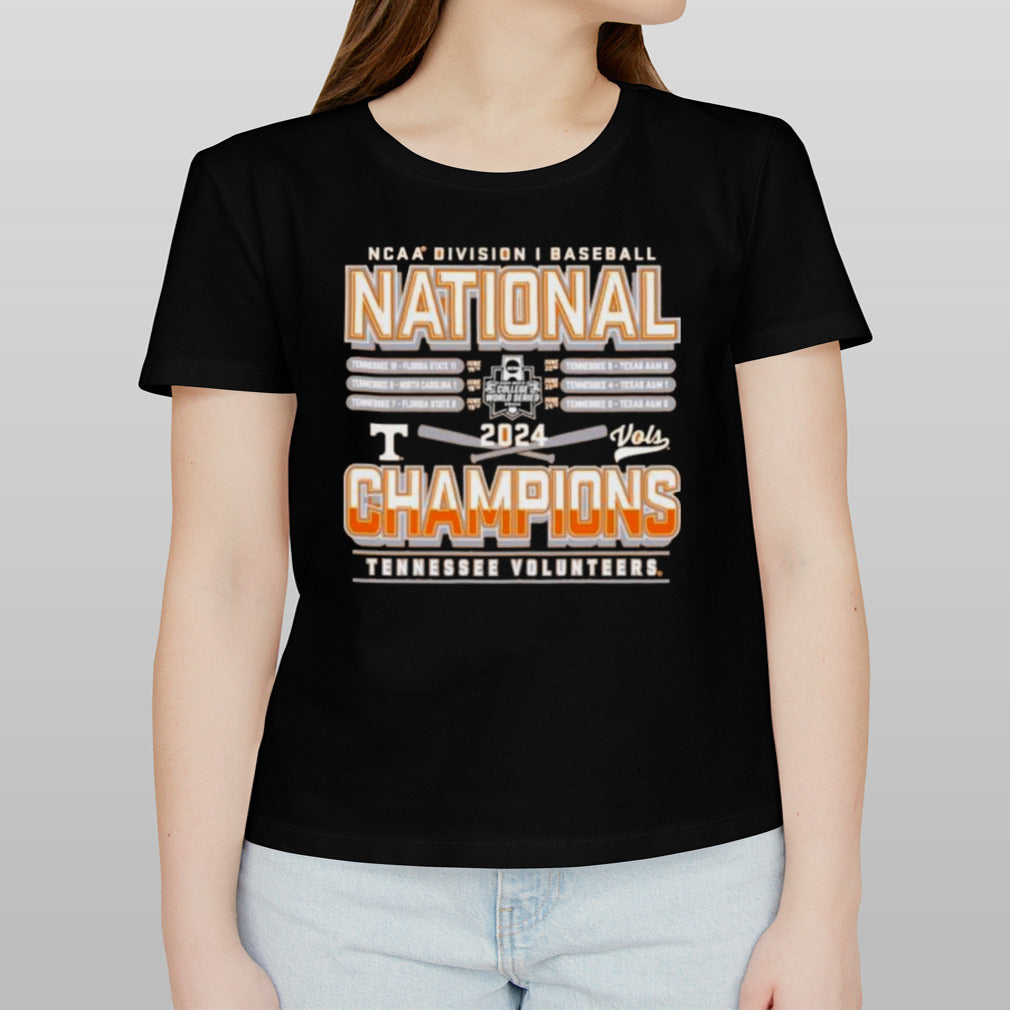 Tennessee Orange Tennessee Volunteers 2024 NCAA Menâ€™s Baseball College World Series Champions Schedule T-Shirt