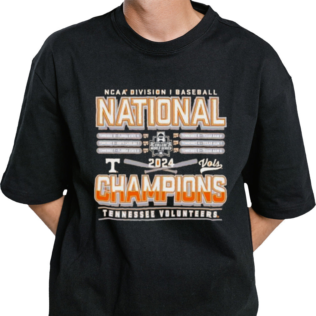 Tennessee Orange Tennessee Volunteers 2024 NCAA Menâ€™s Baseball College World Series Champions Schedule T-Shirt