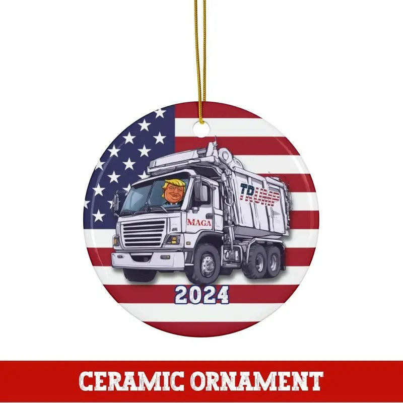 Trump Garbage Truck Ornament 2024 Trump Won, President Trump, Donald Trump Supporter, Maga Deplorable