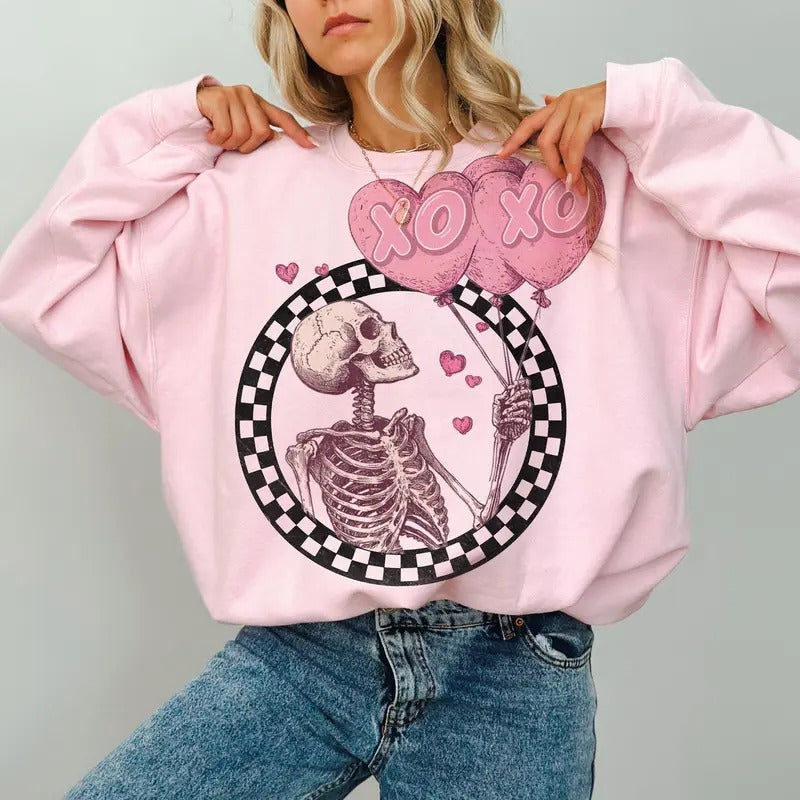 Valentines Skeleton Sweatshirt, Xoxo Sweatshirt, Funny Valentines Sweatshirt, Valentines Day Sweatshirt, Trendy Valentines