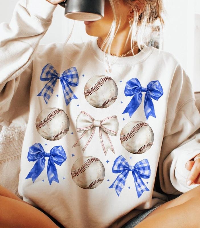 Vintage Baseball Bow Sweatshirt Coquette Baseball Game Day Mama Retro Baseball Season