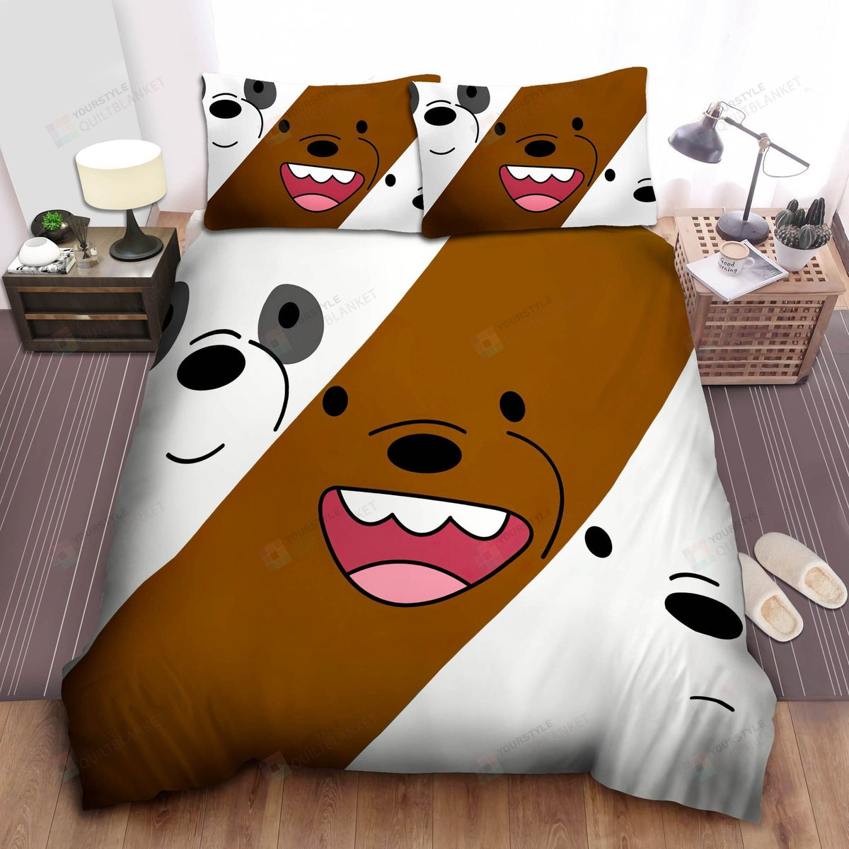 We Bare Bears Cartoon Collage Bed Sheets Spread Comforter Duvet Cover Bedding Setss