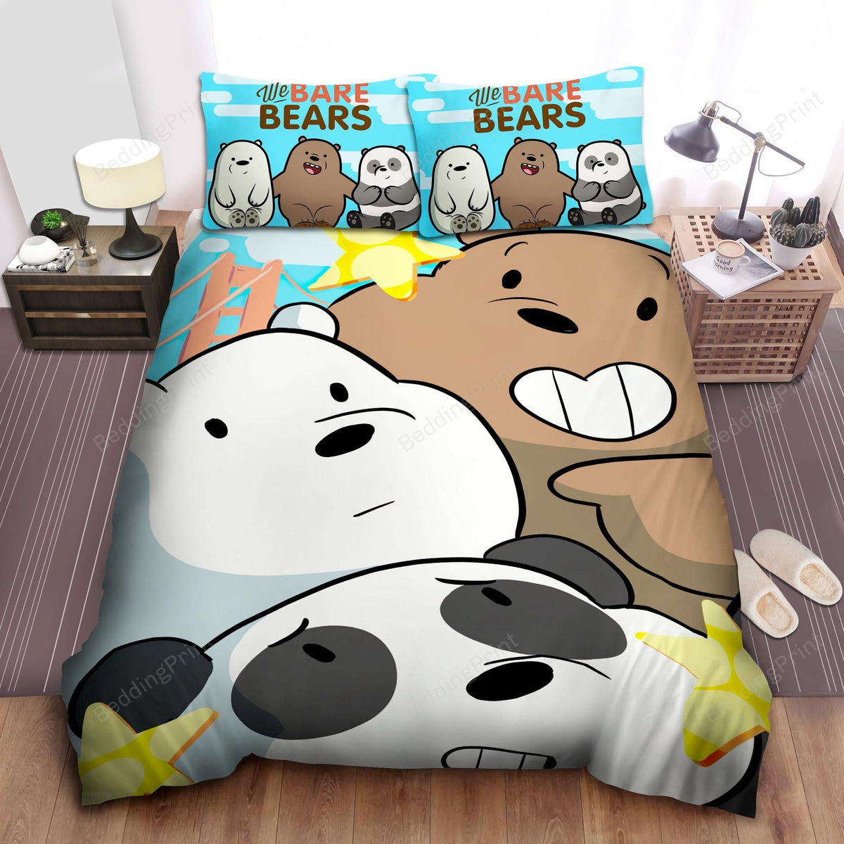 We Bare Bears Cute Selfie Picture Bed Sheets Duvet Cover Bedding Setss