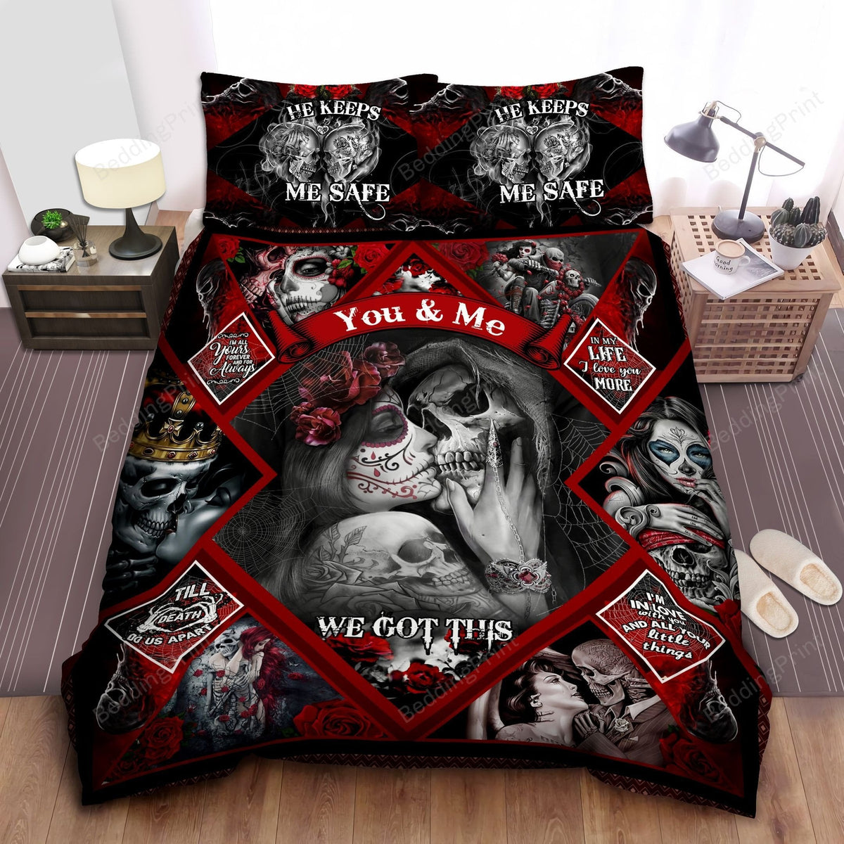 We Got This Sugar Skull Rose Bed Sheets Duvet Cover Bedding Setss
