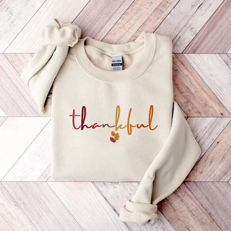 Womens Thanksgiving Sweatshirt, Thankful Sweatshirt, Thanksgiving Thankful Party Sweaters Womens Cotton Womenswear Hoodie Light