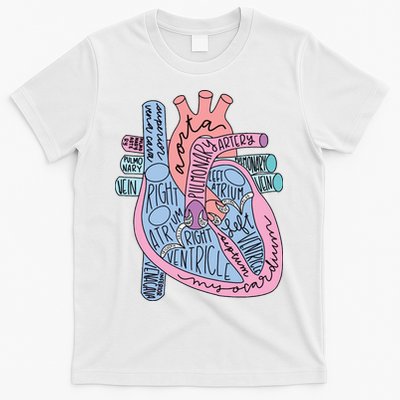 Anatomical Of Heart Cardiac Nurse Practioner Sonographer T-Shirt