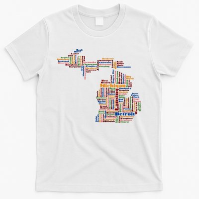 Abstract Word Cloud Map Of Michigan State T-Shirt
