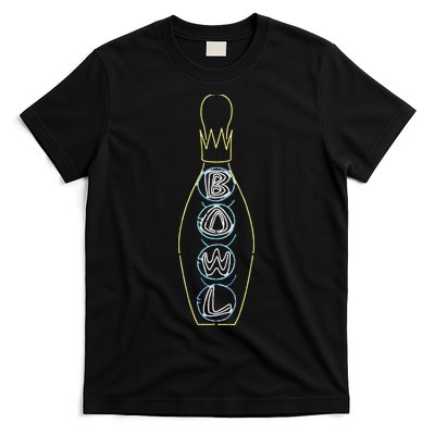 Big Lebowski Retro Neon Crown Bowling Pin Graphic T-Shirt