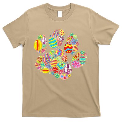 Colorful Egg Paw Print Funny Dog Cat Lovers Easter Day Gifts T-Shirt