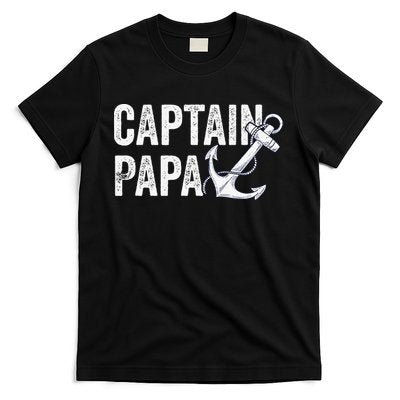 Captain Papa Pontoon Gift Lake Sailor Fishing Boating T-Shirt