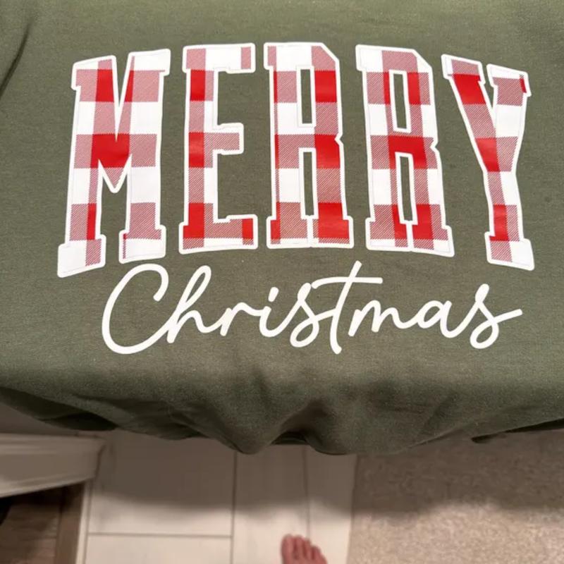 Merry Christmas Buffalo Plaid Sweatshirt - Cute Xmas Family Crewneck, Winter Holiday Gift for Her, WomenÃ¢â‚¬â„¢s Christmas Sweater, Gift for Best Friend, Gi