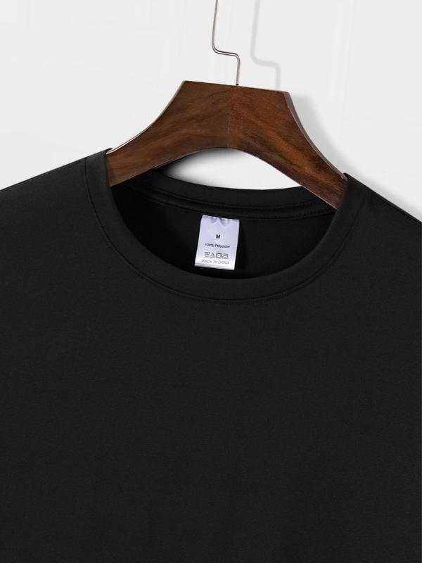 Men's Regular Fit Letter Print Round Neck Tee, Crew Neck Short Sleeve T-shirt, Summer Clothes, Casual Comfy Streetwear for Summer, Graphic Tees,Â Comfort Menswear