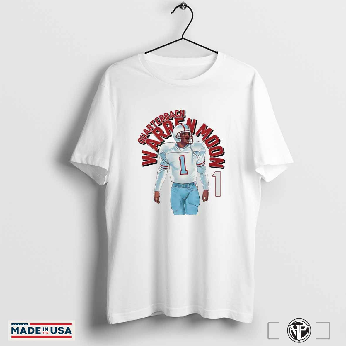Quarterback Warren Moon No. 1 Houston Oilers name arc shirt