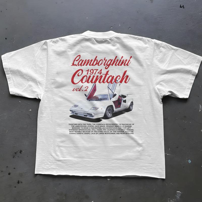 Lamborghini Countach - 1974 Print Original Art Car Shirt Poster Type Design for Birthday Gifts For Car Guys Gift for Dad, Car shirts, Car tees Menswea