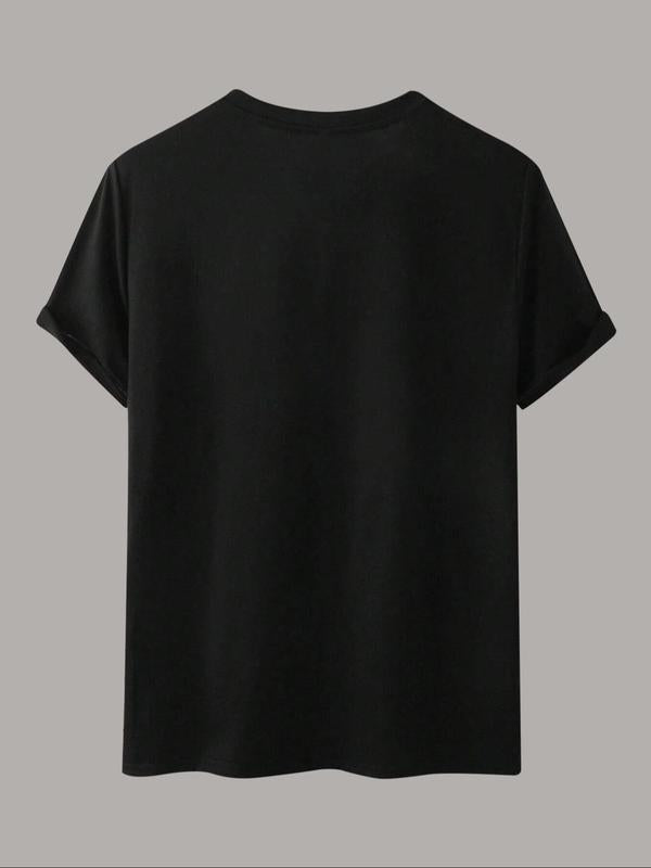 Men's Regular Fit Letter Print Round Neck Short SleeveÂ Tee, Casual Crew Neck Graphic T-shirt For Daily Wear, Fashion Comfy Men's Top For All Seasons