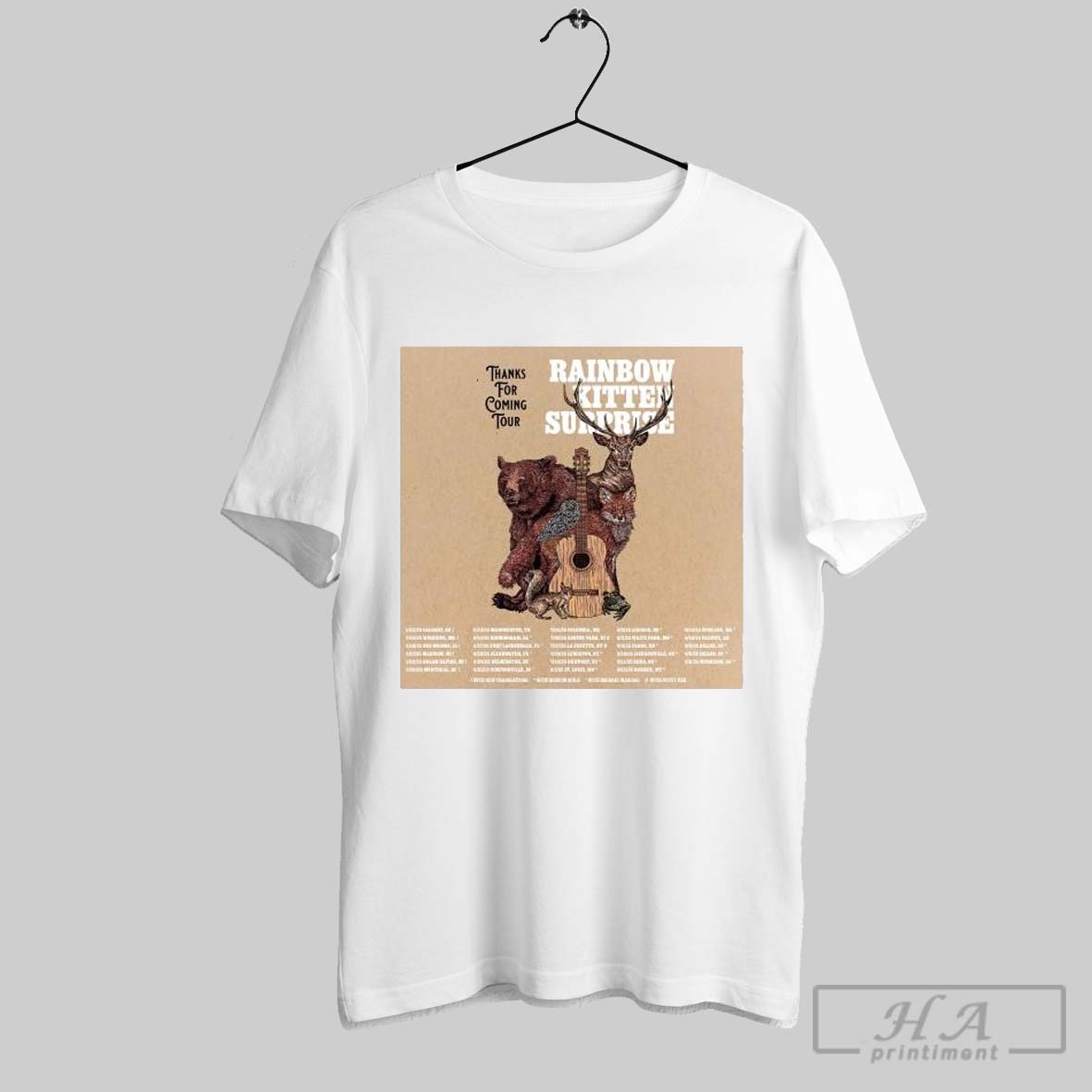 Rainbow Kitten Surprise Thanks For Coming Tour 2025 Bear Deer Guitar T Shirts