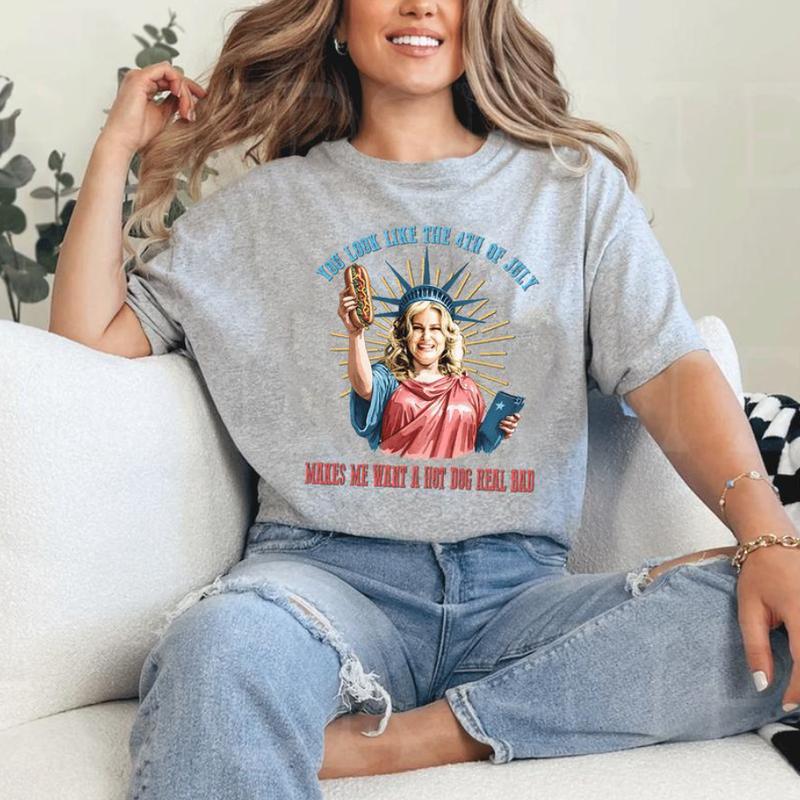You Look Like The 4th Of July Makes Me Want A Hot Dog Real Bad  Shirt, Funny 4th Of July Gift Shirt, Full Color, Menswear Top, Womenswear Top, clearan