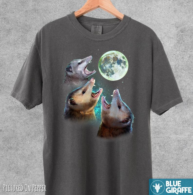 Three Possums Howling at Moon Vintage T Shirt, Retro Opossum Lover shirt, Funny Possum Tee, Distressed Unisex Tee, Comfort Colors Shirt