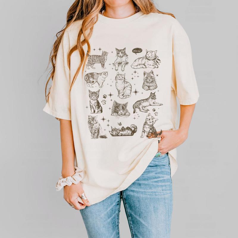 Vintage 90s Cat Tshirt, Retro Kitten Shirt, Cat Lover Shirt, Gift For Cat Lover, Funny Gifts For Women, Women Shirt, Vintage Tattoo Cat Shirt, Cat Lov