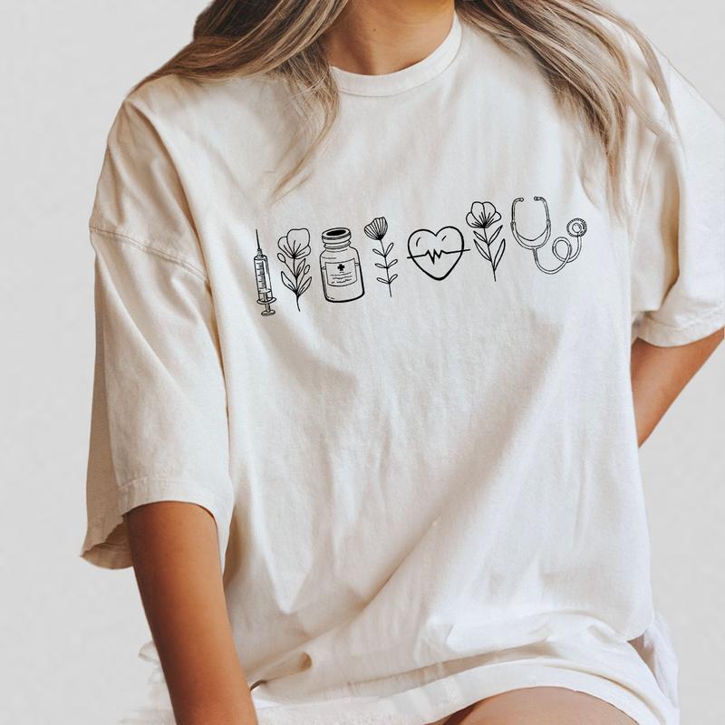 Nurse Life Shirt, Medical Shirt for Women, RN Shirt, Nurse Week Shirt Gifts, Floral Nurse Shirt, New Nurse Gift, Flower Nurse Student Shirt, Gift For Registered Nurse, Nurse Appreciation Gift, Nurse Pattern Flower Tee, Oversized Graphic Tee, Women Top