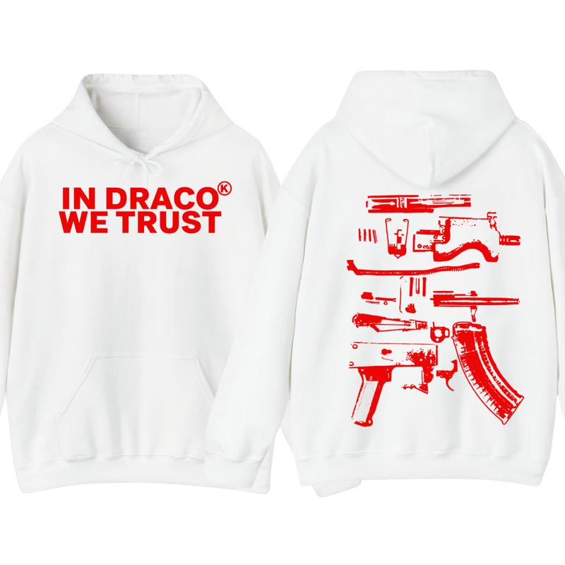 IN DRACO WE TRUST HOODIE , Design Color Red - Full Color , Double Side ,Menswear & Womenswear sweaters - Hoodie