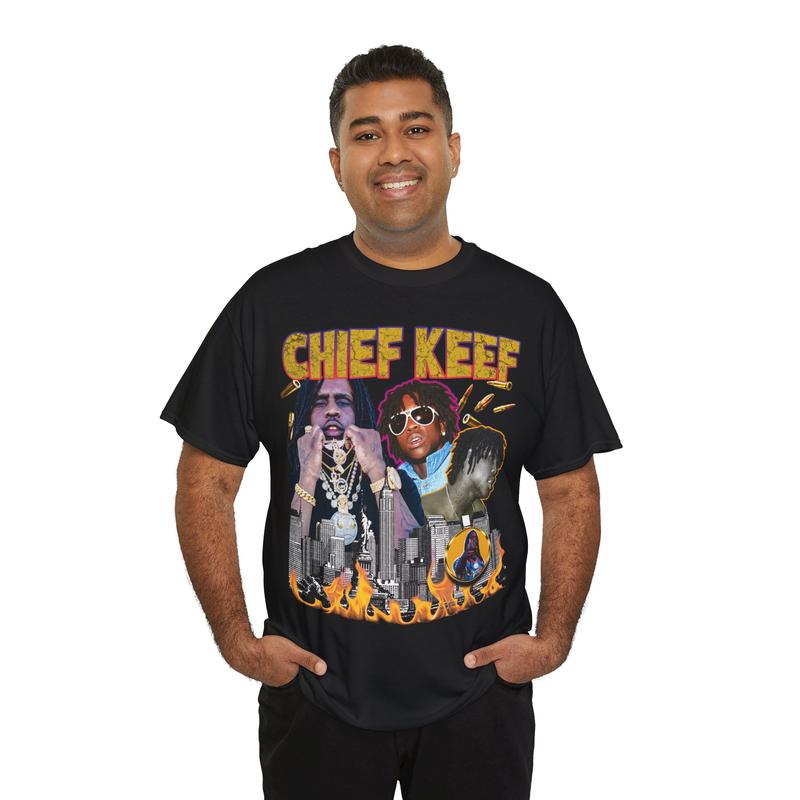 Vintage Chief Keef Graphic Tee - 90s Hip-Hop Rap T-Shirt Heavy Cotton, Retro Style Casual Classic Menswear Top Comfy Day Smooth Underwear Tshirt Stree