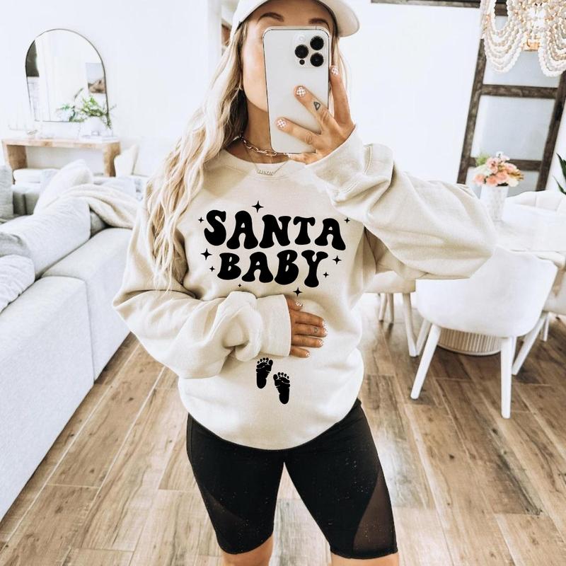Christmas Pregnancy Announcement Sweatshirt, Santa Baby Shirt,Pregnant Tee,Baby Announcement,Christmas Maternity,New Mom,Pregnant Santa Baby