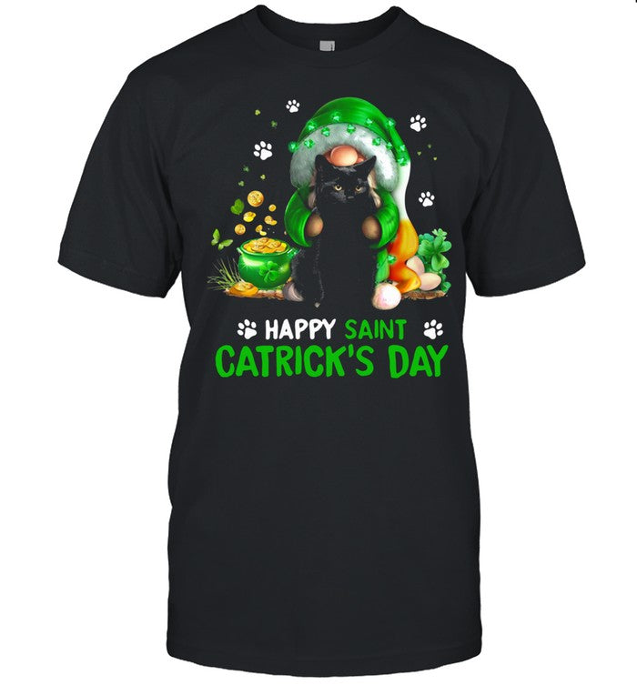 Happy Saint Catrickâ€™s Day Black Cat Irish Gnome shirt