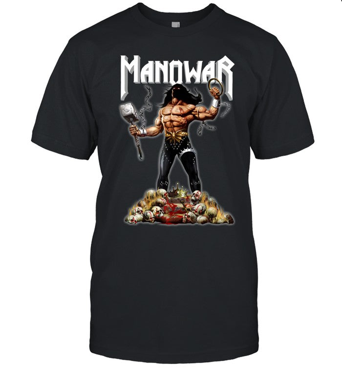manowar by blood and steel you shall die logo shirt