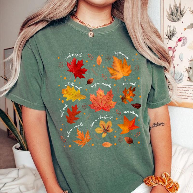 Fall Shirt, Autumn Leaves Shirt, Fall Decor, Thanksgiving Gift,  Autumn Leaves Tee Shirts, Cottagecore Minimalist Nature Shirt, Fall Season fall graph