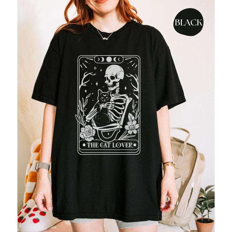 The Cat Lover Tarot Card Adult Unisex Sweatshirt  Cat Lover Skeleton Sweats  Tarot Card Sweatshirt  Trendy Vintage Tarot Card Sweats