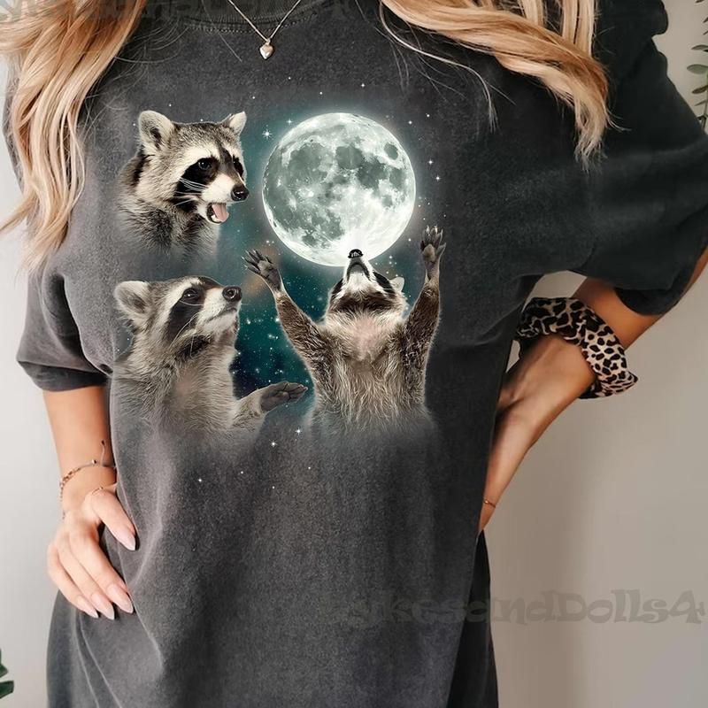 Retro Racoons Howling At The Moon Shirt Sweatshirt Racoon Meme Shirt Racoon Moon How Wompwompmrcomershirt Gbnpl 1