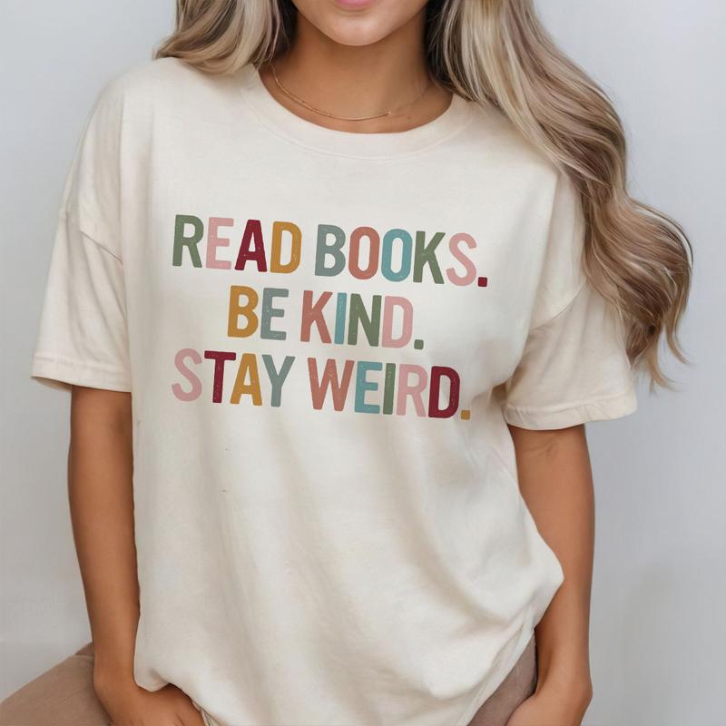 Comfort Colors Book Lovers Shirt, Read Books Be Kind Stay Weird, Minimalist Book Tshirt, Retro Book Shirt, Gifts for Bookworm, Reading Book Shirts, Re