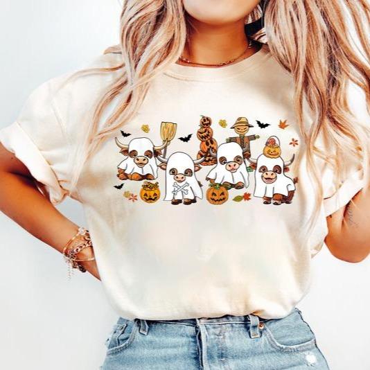 Highland Cow Halloween Sweatshirt, Ghost Cows Sweatshirt, Western Halloween Shirt, Halloween Animals, Ghost Shirt, Spooky Cow Halloween Gifts, Spooky Season Shirt, Cow Lovers Halloween Shirt, Thanksgiving Gift Shirt for Men, Gift for Women