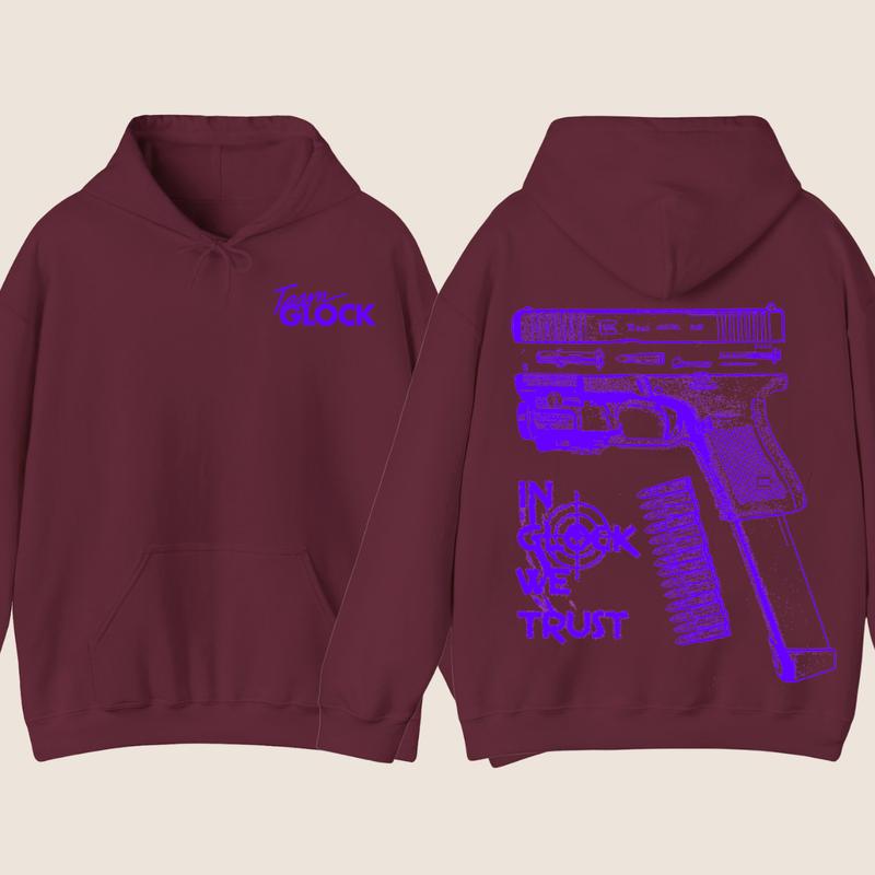 Team Glock Hoodie -GILDAN IN GLOCK WE TRUST Hoodie -Design Color Blue , Full Color Double Sided Sweatshirt for Men and Women, Classic Fit,Glock Shirt