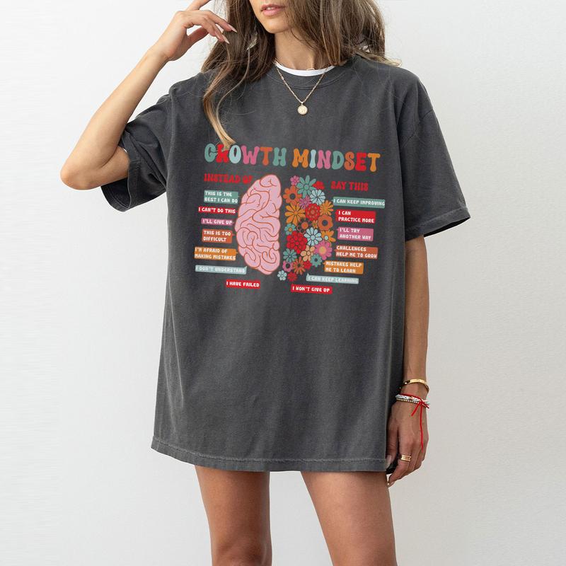 Growth Mindset Flower Brain Tshirt, Psychology Therapy Teacher Shirt, Back to School Shirt, Comfort Shirt for Teacher, Mental Health Retro TShirt For Teacher, Appreciation Gift For Teacher, Inspirational Shirt, Gift For Teacher TShirt, Women Top