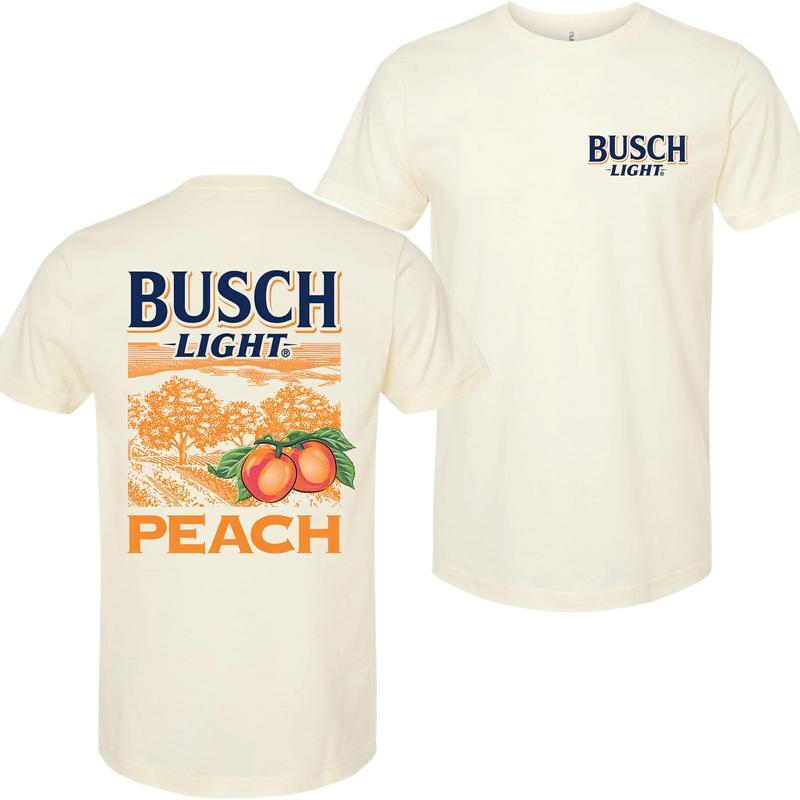 BUSCH LIGHT, BEER, Busch Light Peach Scenic T-Shirt, Comfort Colors Shirt, Casual Graphic Round Neck T-shirt for Summer, Fashion Top for Daily Wear
