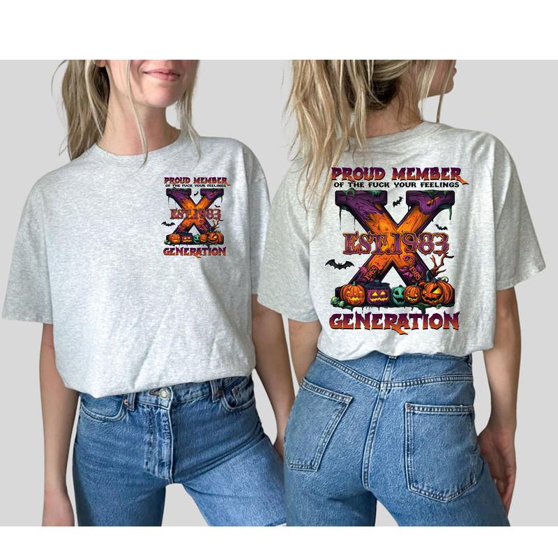 Custom Est.Year 1965-1980 Generation 2 Side Shirt, GenX T-shirt, Halloween Proud Member The Generation X Shirt, Halloween Shirt