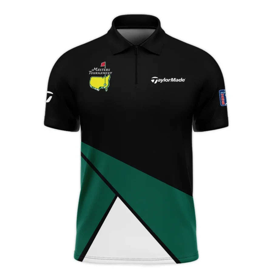 Golf Masters Tournament Taylor Made Zipper Polo Shirt Black And Green Golf Sports All Over Print Zip
