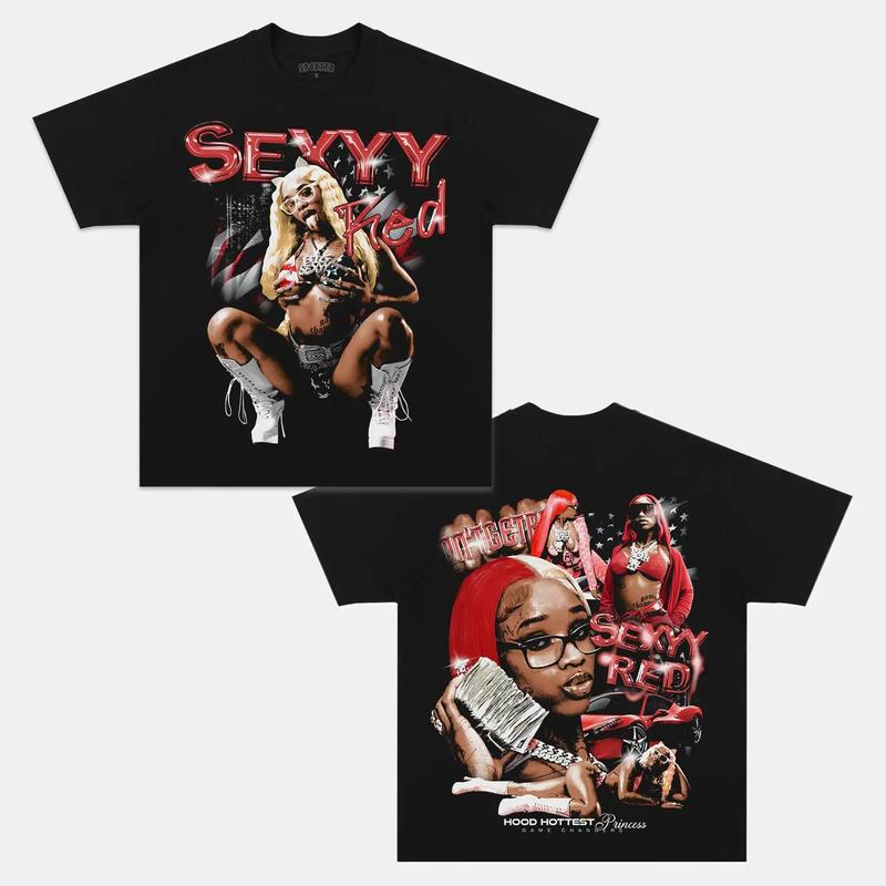 SEXY RED Short Sleeve Tee Cotton Vintage Shirt To Match Sneaker Hiphop Clothing Rapper Merch Shirt, Hiphop Tour Concert 2024, Gift For Fan Y2K Aesthet