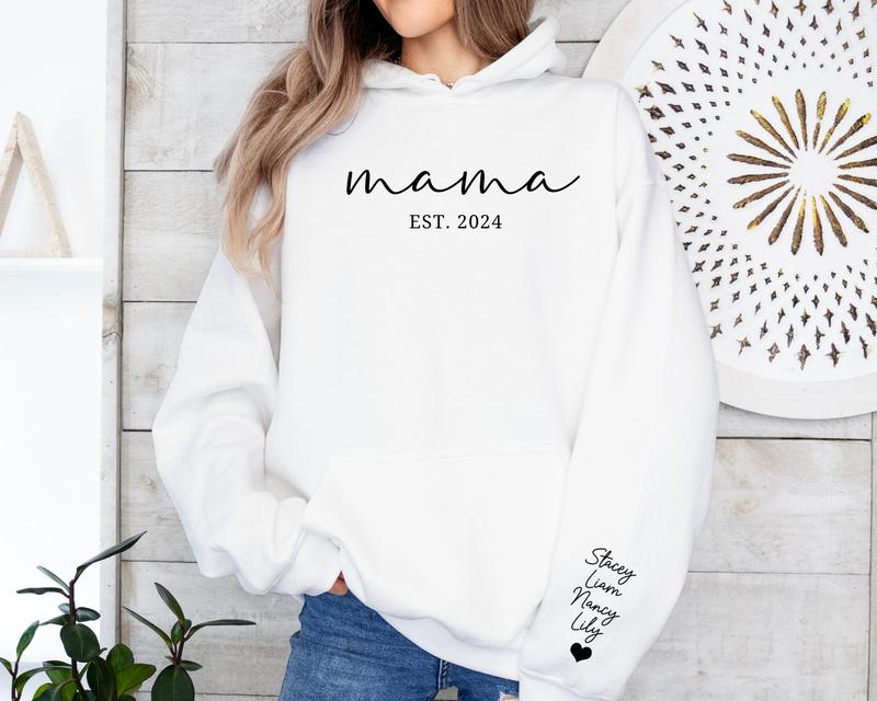 Mama Est Sweatshirt, Unisex T-Shirt, Custom Mama Est 2024 Sweatshirt, Custom Mom Sweatshirt, Mom Gift, New Mom Gift, Mama Sweatshirt, Gift for Mom, Mo